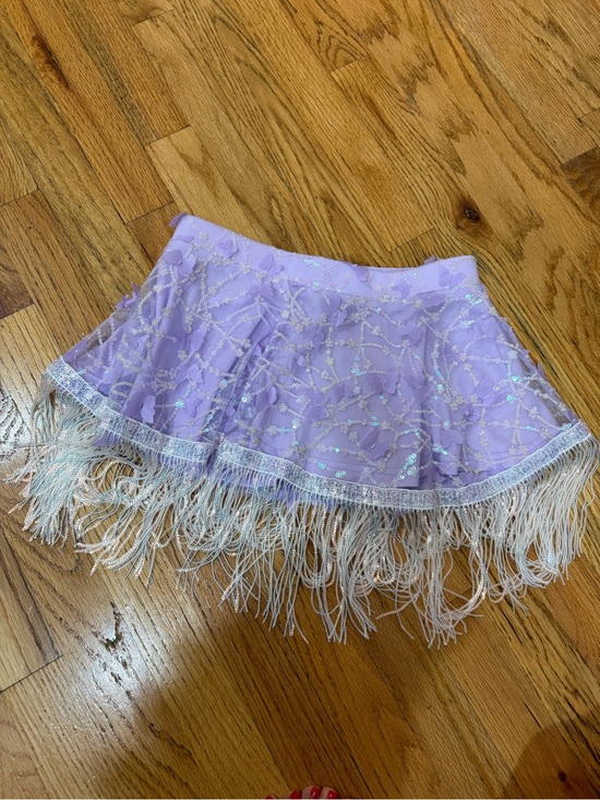 iHeartRaves Dresses & Skirts - iHeartRaves Lavender highwaisted Fringe Mini Skirt with Iridescent Sequin Detail